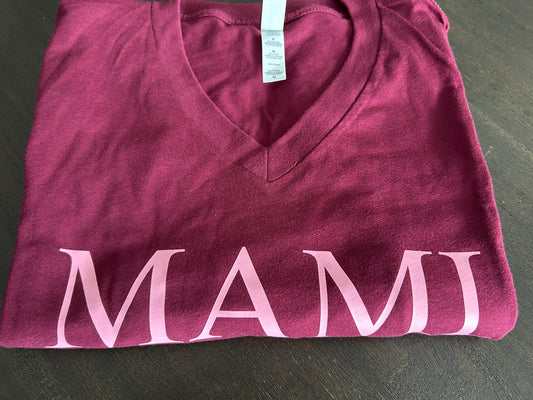 MAMI Tee | Burgundy | V neck